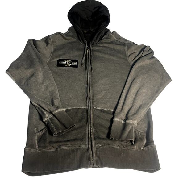 Harley-Davidson Men’s Zip-Up Grey Hooded Sweatshirt Size Large - Picture 2 of 10